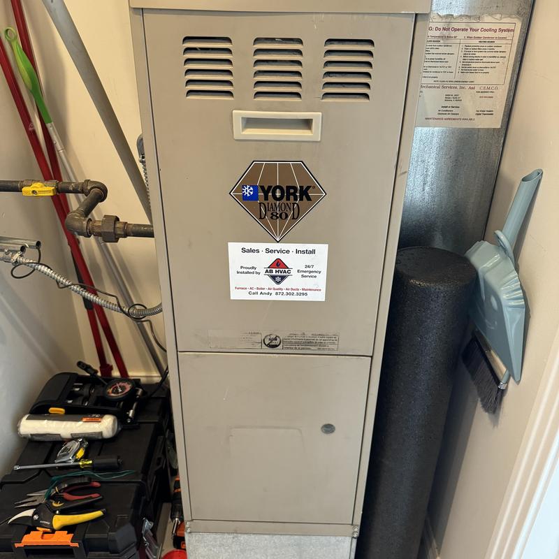 York Diamond 80 furnace with maintenance tools nearby