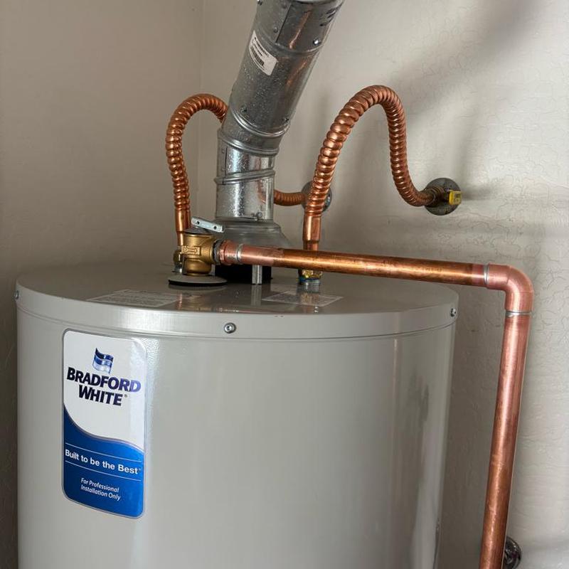 Bradford White gas water heater with copper piping