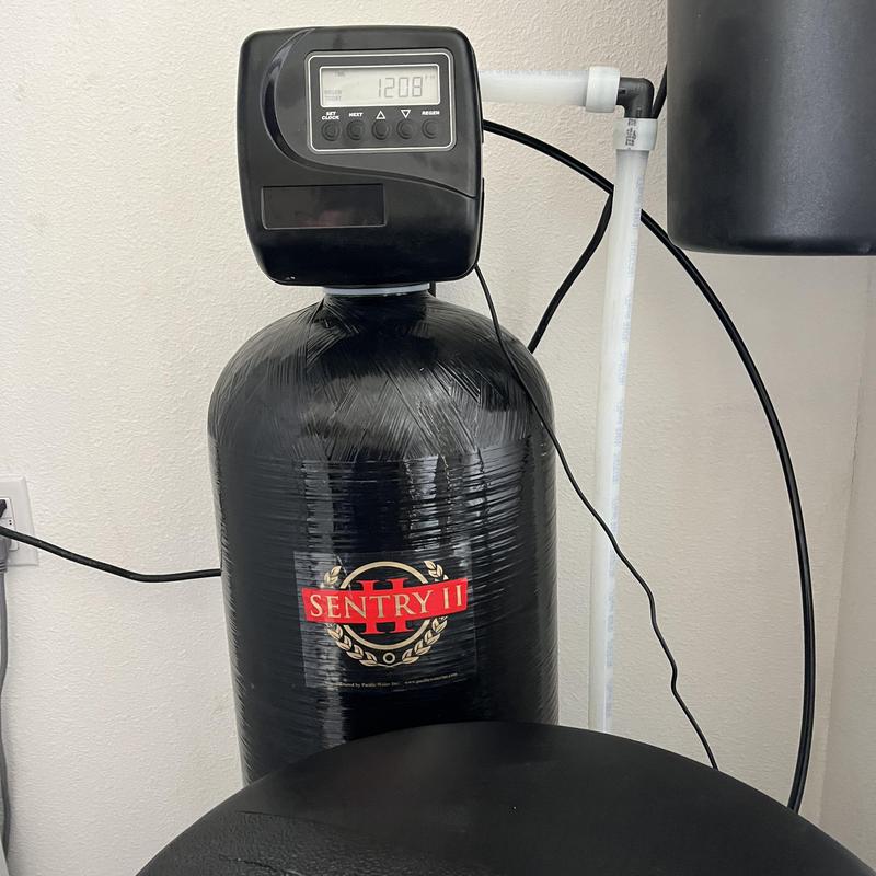 Water softener system with digital control valve installation