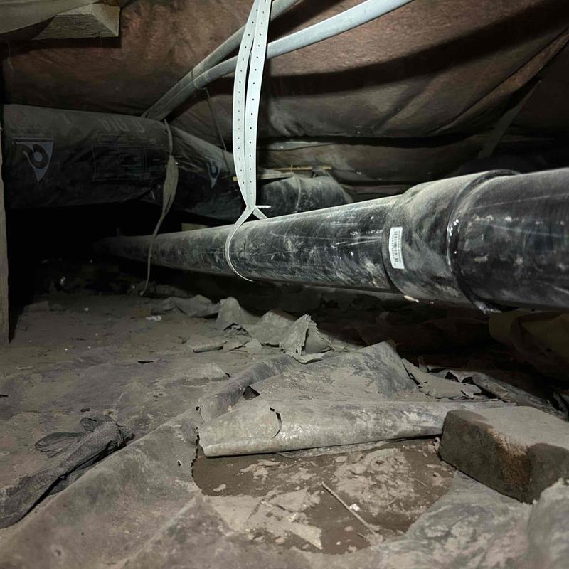 ABS main drain pipe installation in crawl space