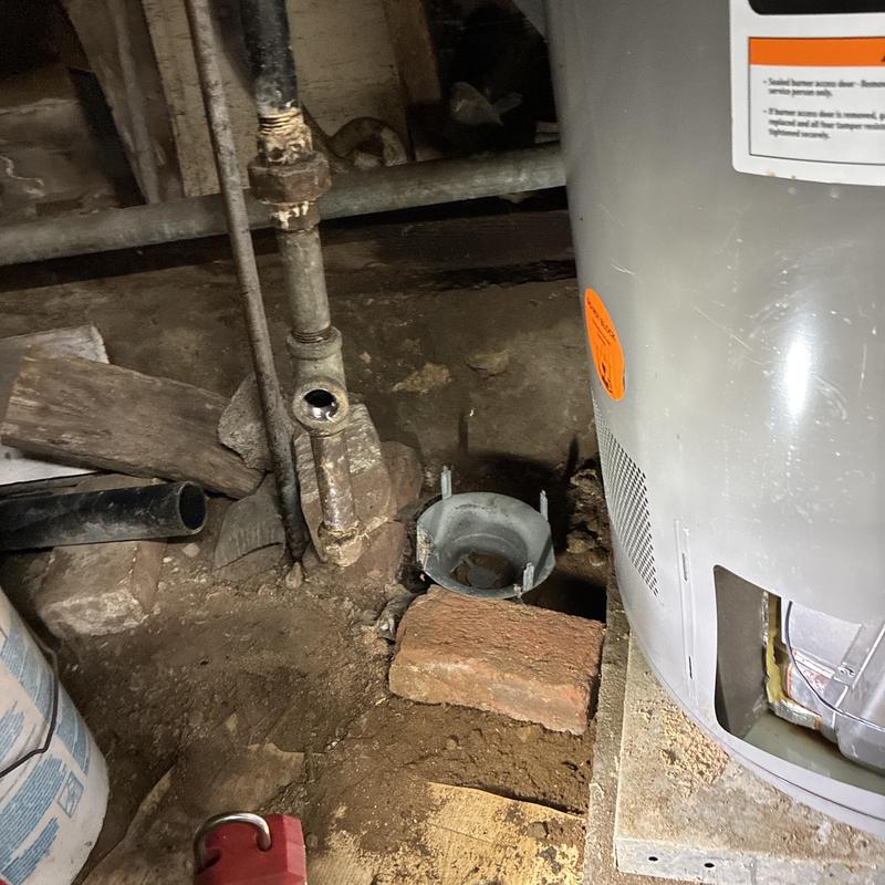 Gas control valve on Rheem water heater in basement Gas control valve on Rheem water heater in basement