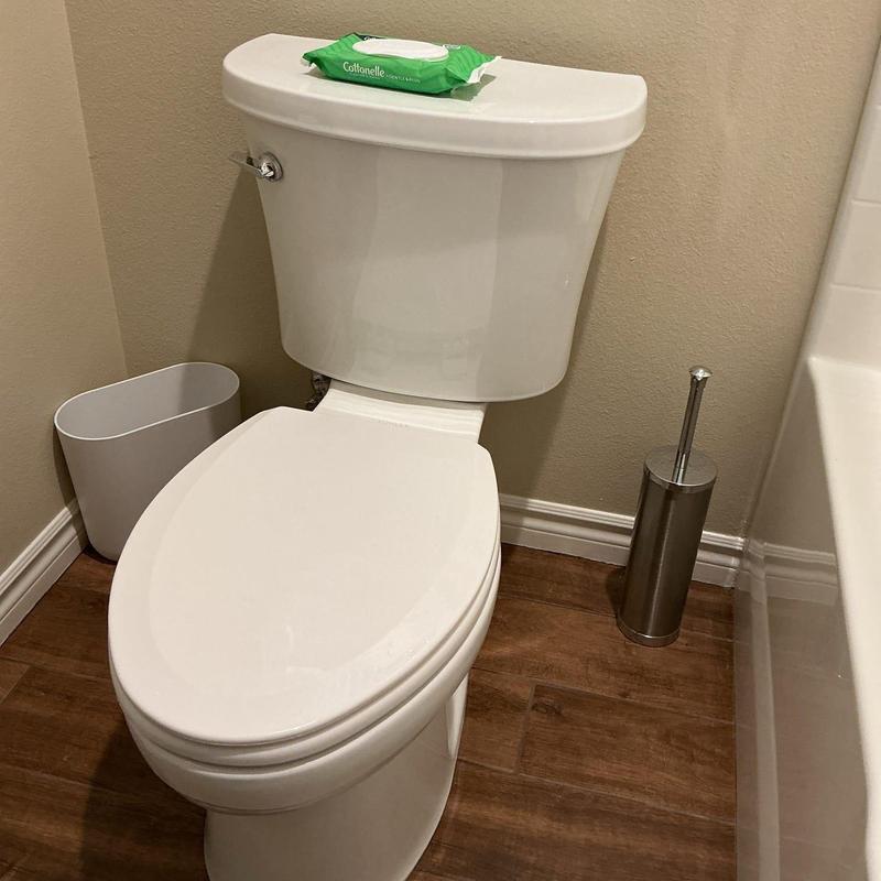 Mansfield two-piece toilet with new flapper installed