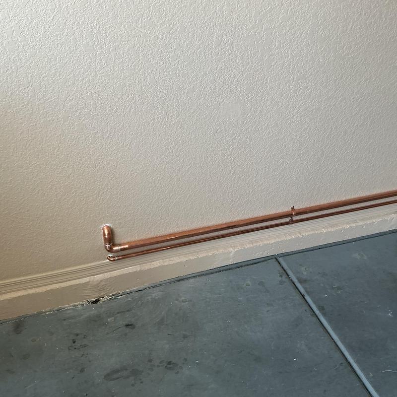 Water softener copper softener loop piping on wall Water softener copper softener loop piping on wall
