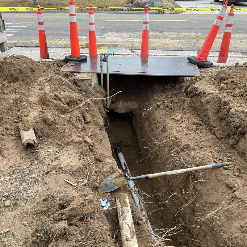4-inch underground pipe replacement at excavation site