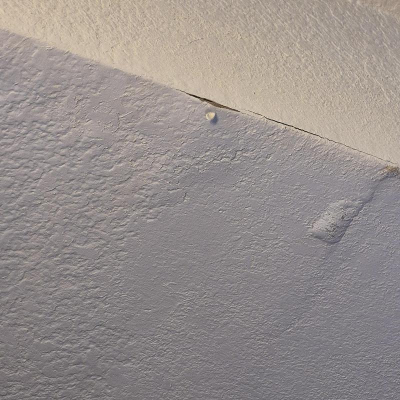 Drywall ceiling corner crack and texture damage Drywall ceiling corner crack and texture damage