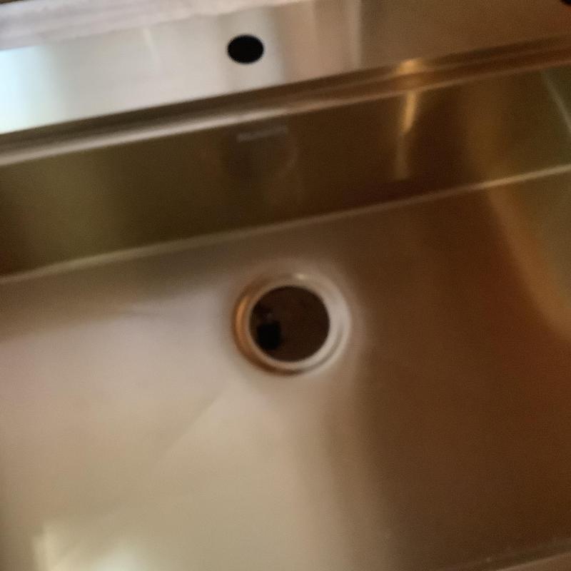 Kitchen sink drain hole ready for faucet installation