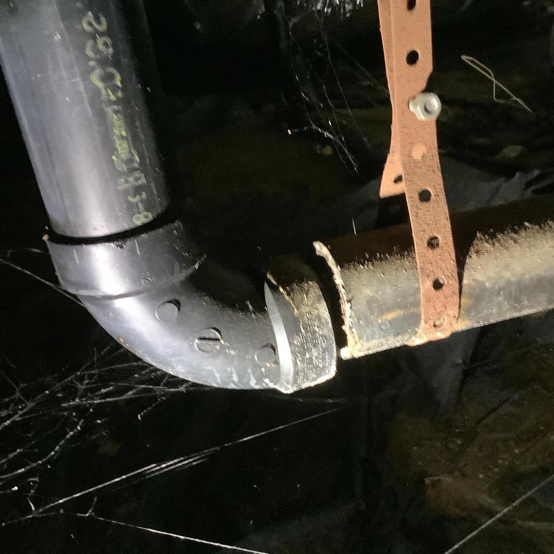 ABS kitchen drain line with broken joint in crawl space