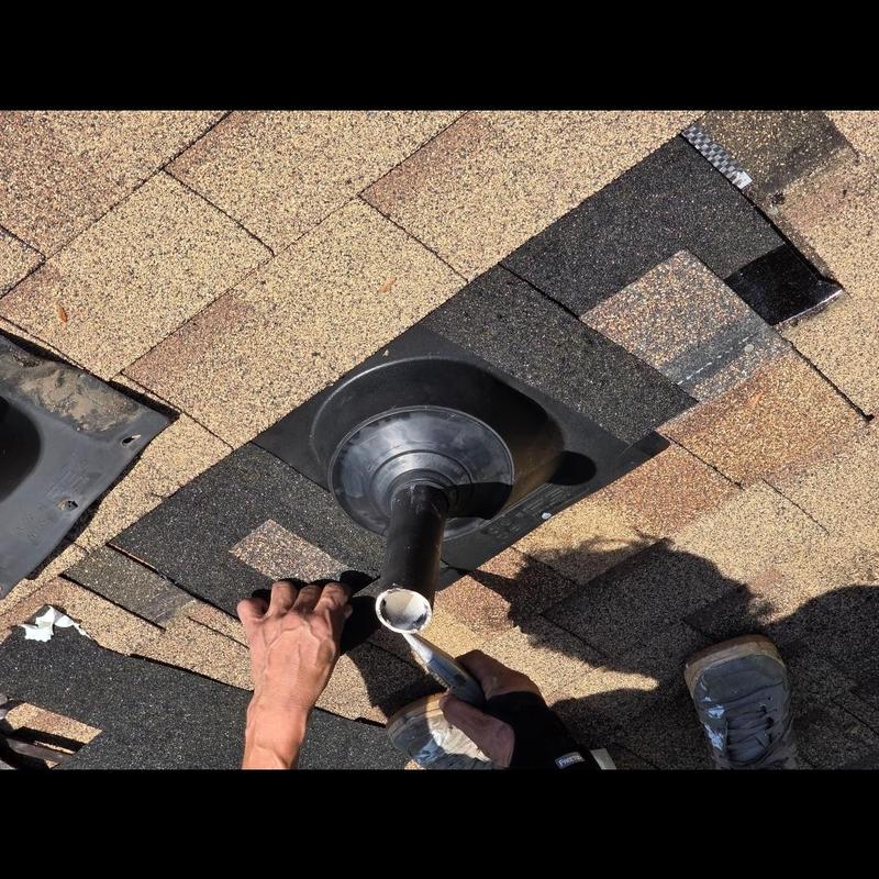 Pipe boot replacement on shingled roof in Spartanburg Pipe boot replacement on shingled roof in Spartanburg