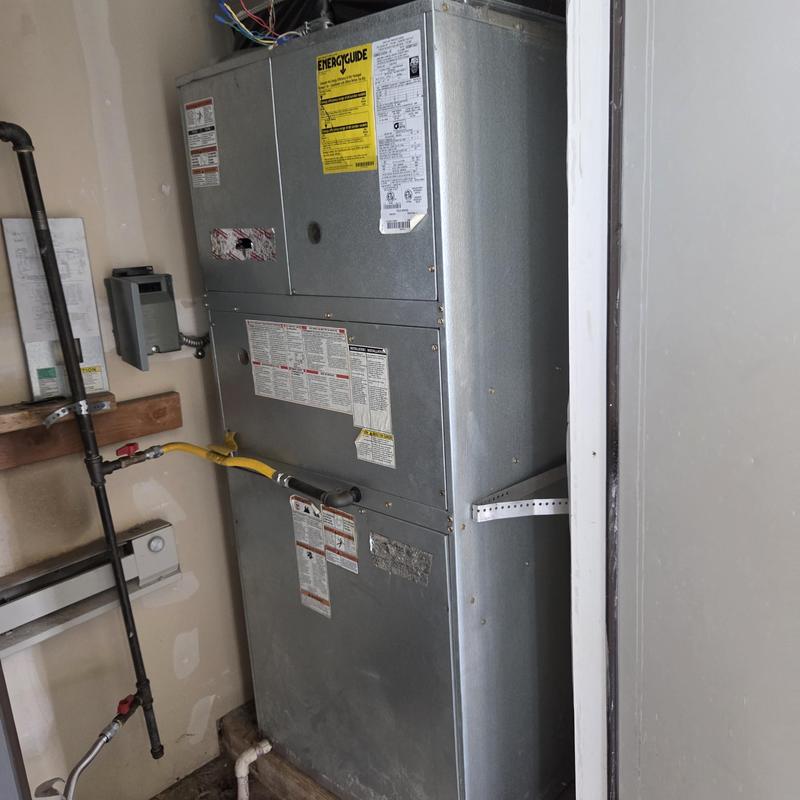Gas furnace unit with ventilation and wiring in utility room