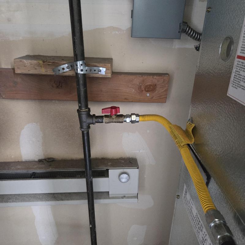 Gas line connection to furnace valve in unit 6-215