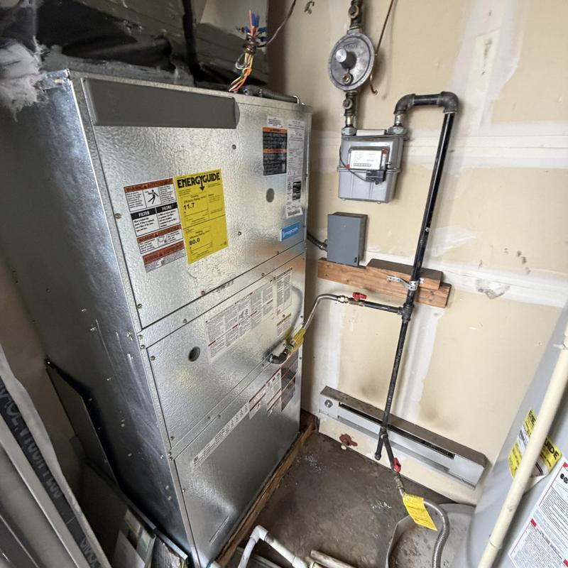 Gas furnace and meter installation in utility closet