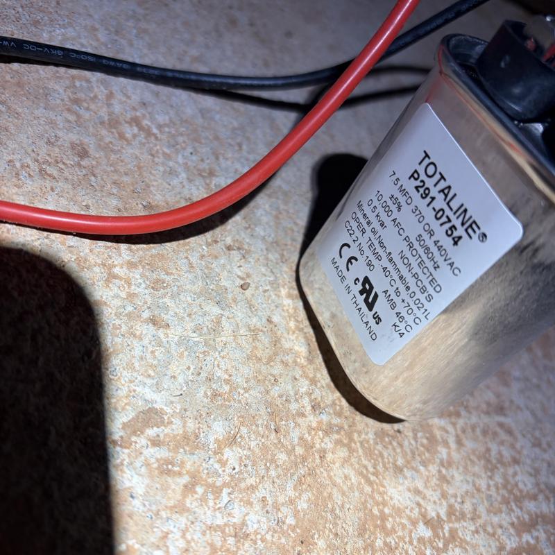 Totaline capacitor with red and black wires