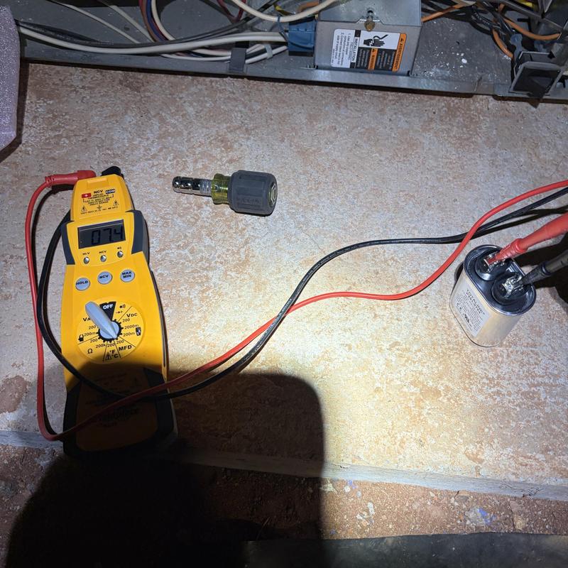 Totaline capacitor testing with digital multimeter and wiring