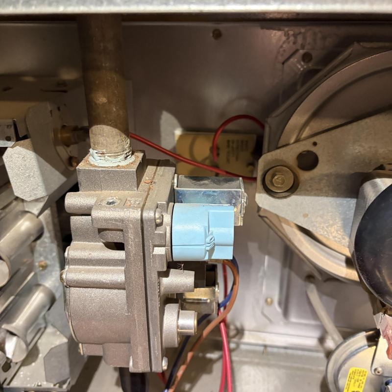 Furnace gas valve with wiring and capacitor components