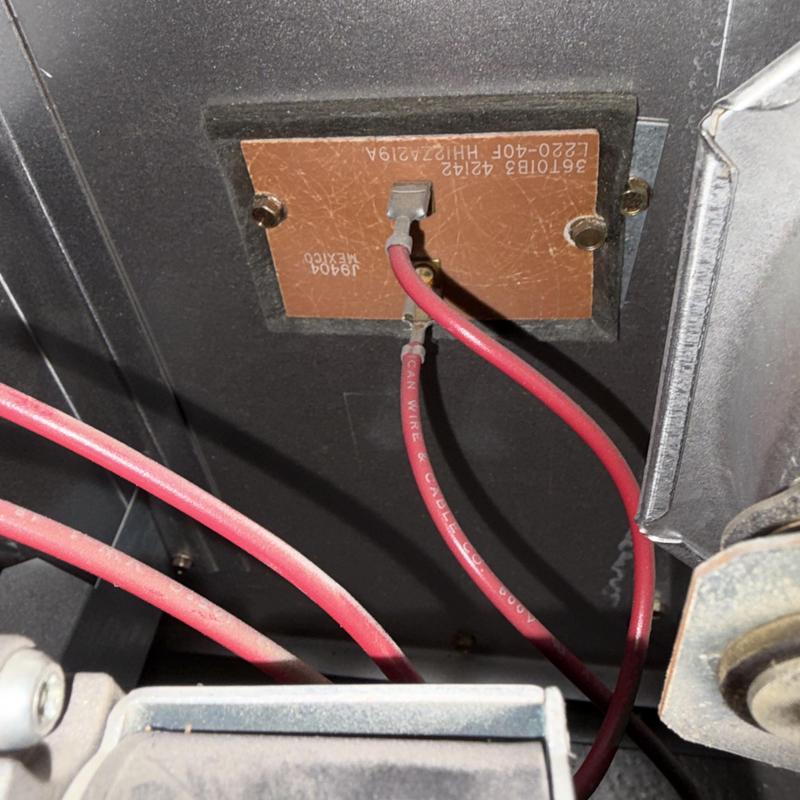 Totaline capacitor with red wiring in furnace system