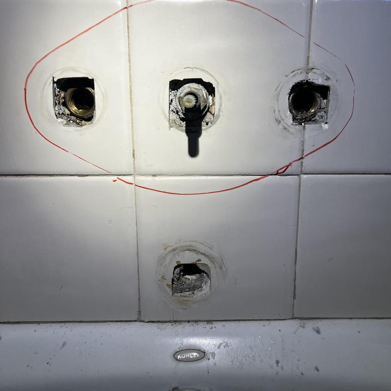 Delta tub and shower valve rough-in with tile removed