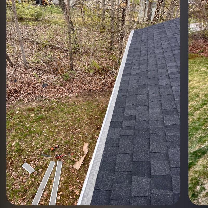 CertainTeed Charcoal Black shingle roof with gutter guards