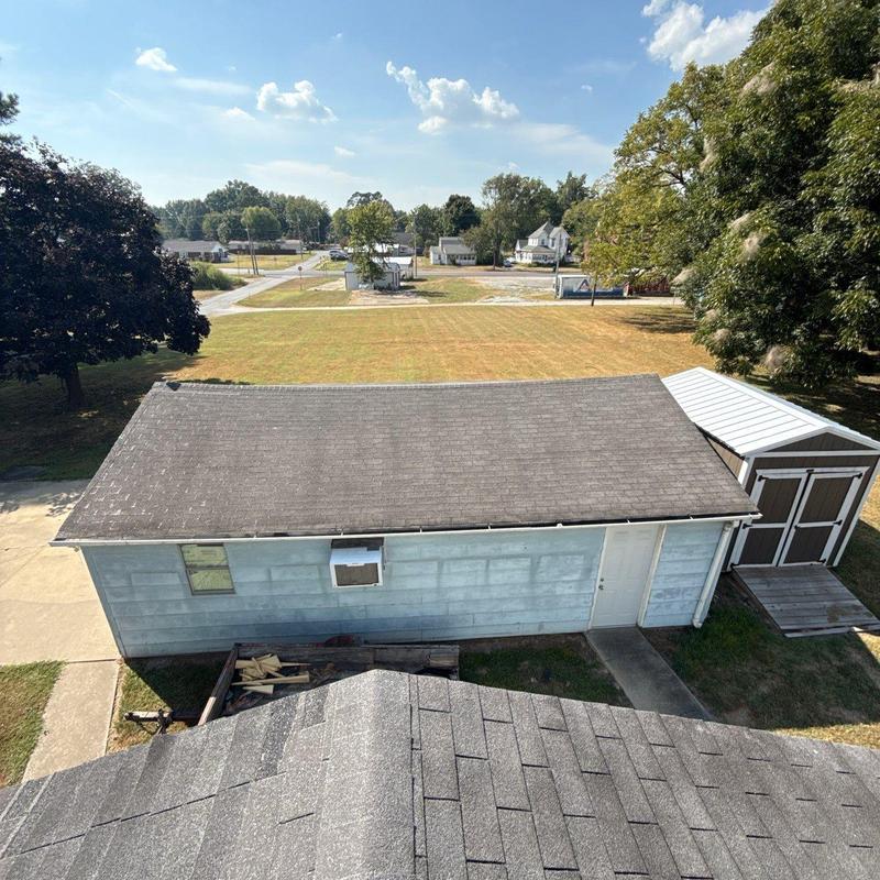 Asphalt shingle roof with hail damage in Barlow Kentucky