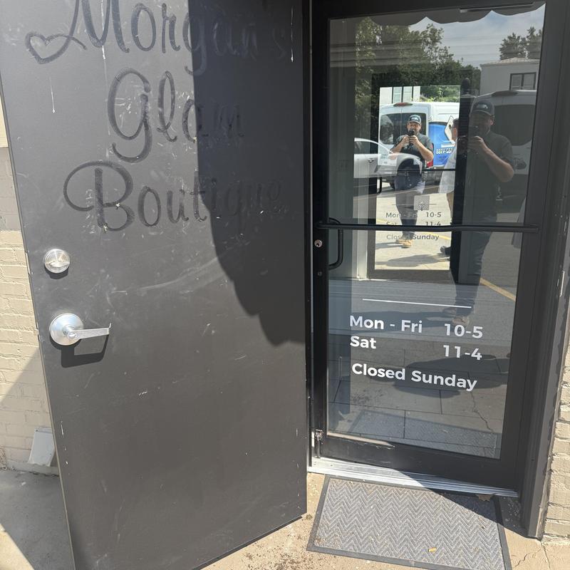 Storefront door locks with handles in retail center Storefront door locks with handles in retail center