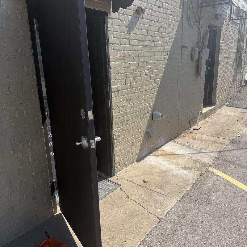 Storefront door locks with new rekeyed cylinders Storefront door locks with new rekeyed cylinders