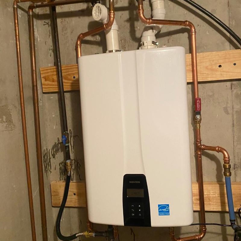 Tankless water heater with copper piping installation
