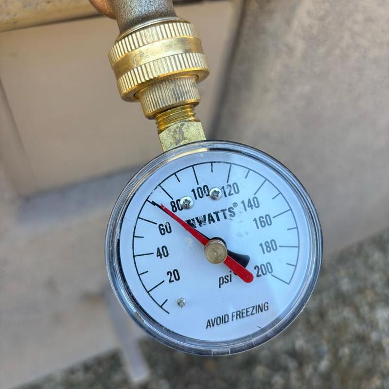 Pressure relief valve pressure gauge reading at 70 PSI