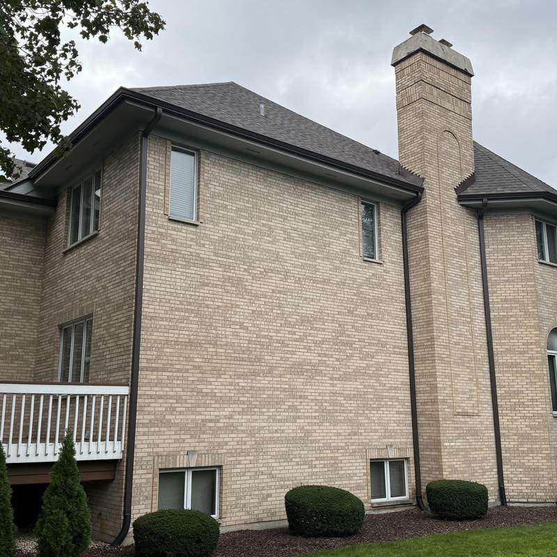 Atlas impact class 4 roof with gutters and chimney flashings