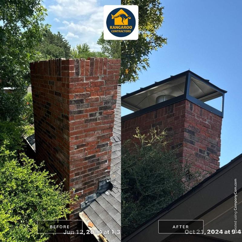 Brick chimney with new custom metal chimney cap installed