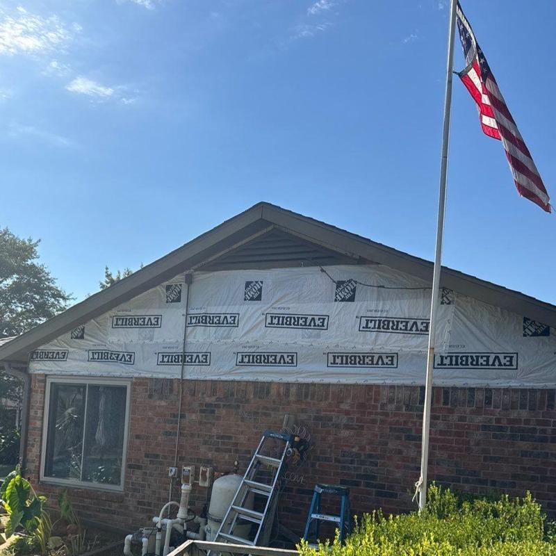 LP SmartSide siding and trim installation on gable