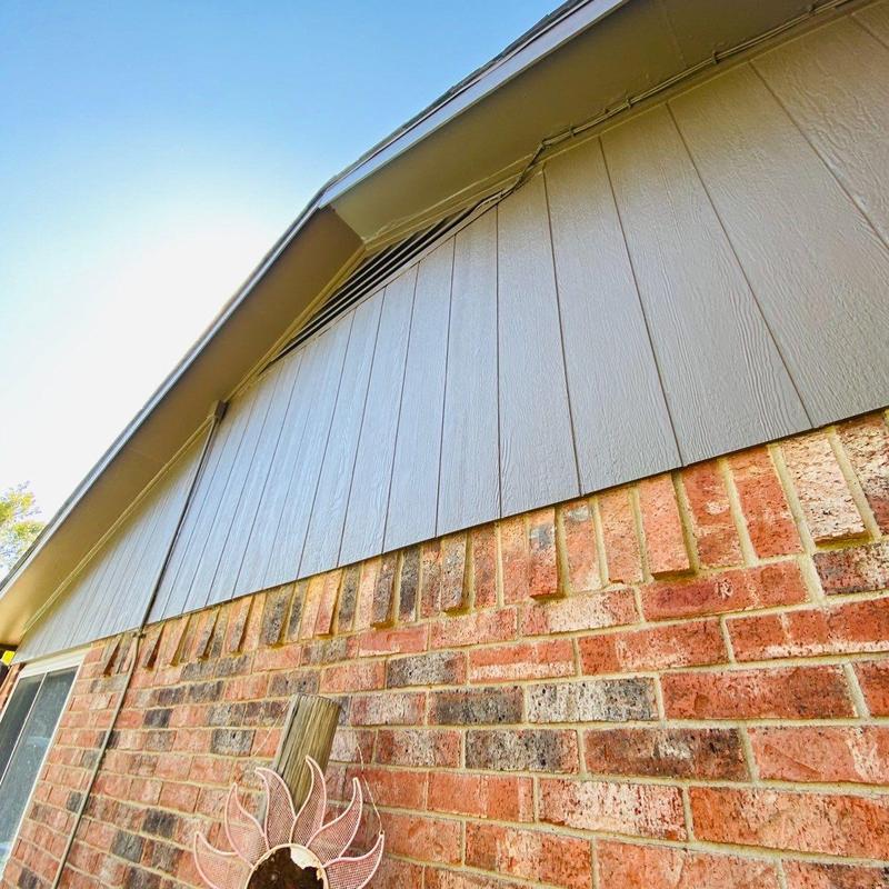 LP SmartSide siding and trim on house gable