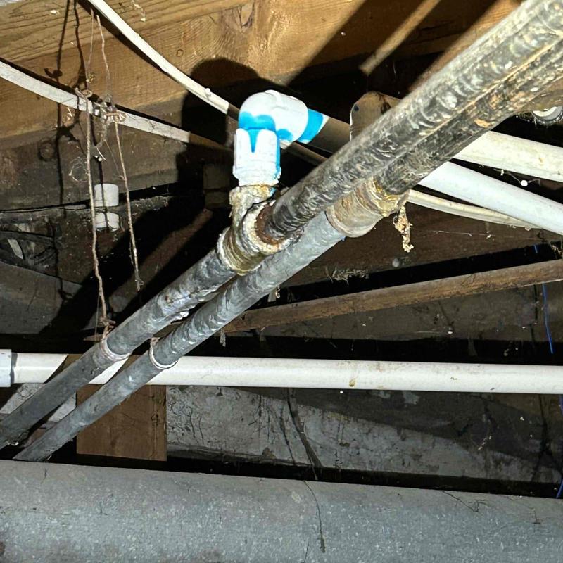 12 PVC laundry water line with brass adaptor replacement