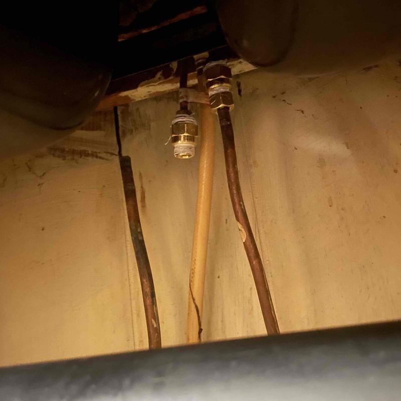 Soft copper water lines with fittings under sink