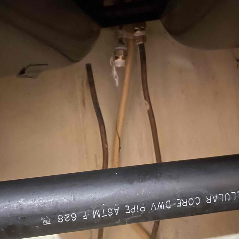 Soft copper water lines under sink with shut off valves
