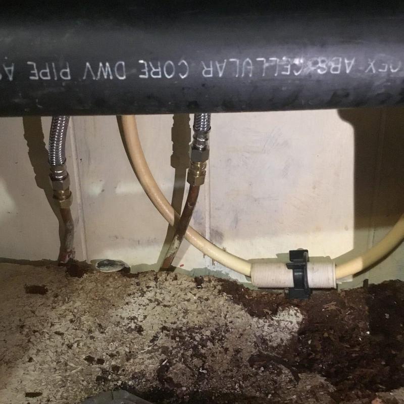 Soft copper water lines with braided supply installation under sink