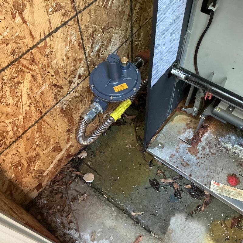 Pool heater gas regulator installation near furnace