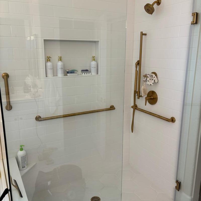 Kohler pull up bars in master shower installation