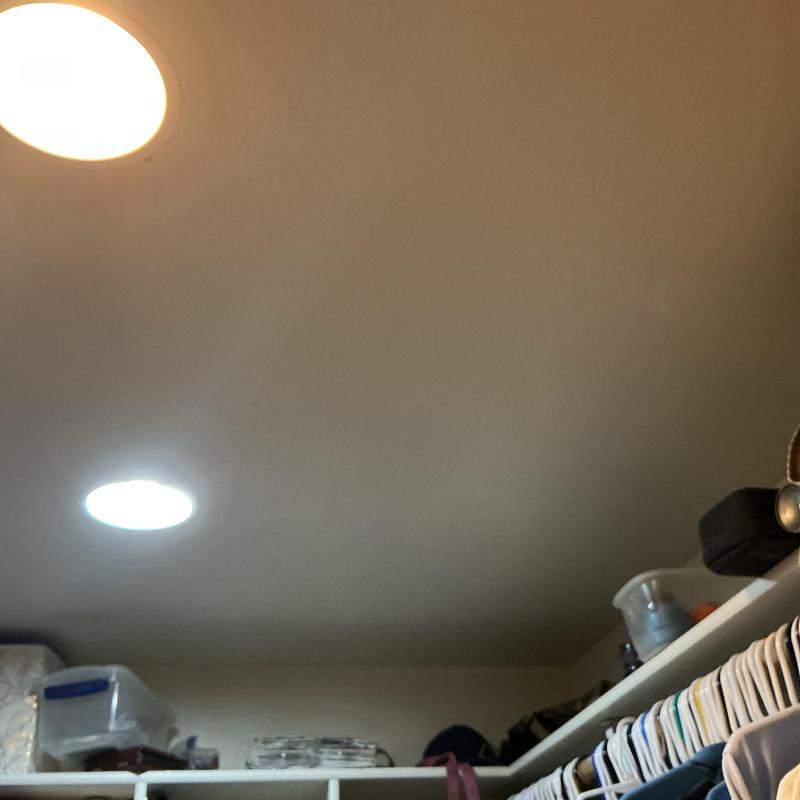 Closet LED recessed lighting installation and inspection