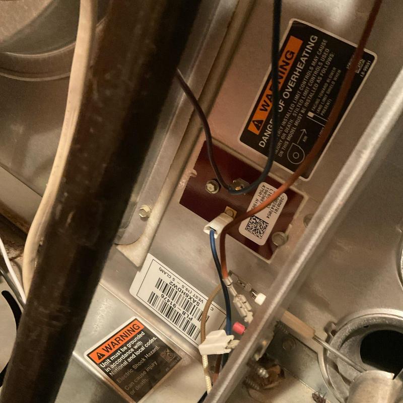 Furnace control board wiring and warning labels