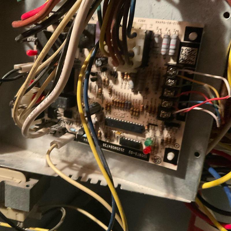 Furnace control board with wiring and LED indicators