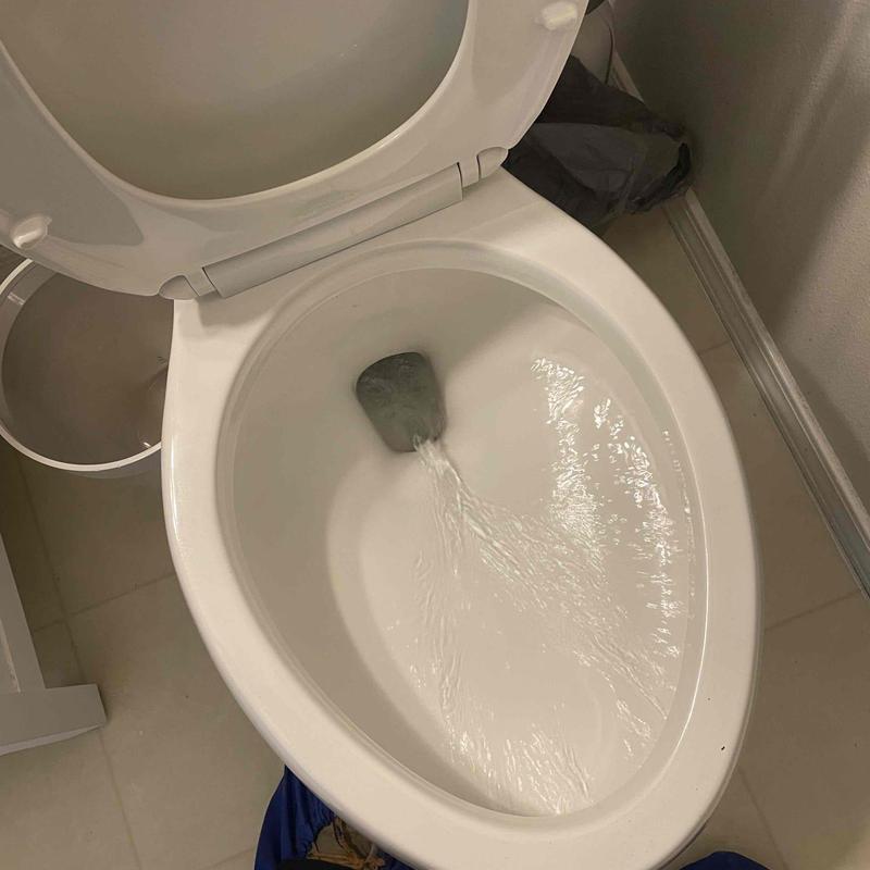Toilet bowl flushing with water flow