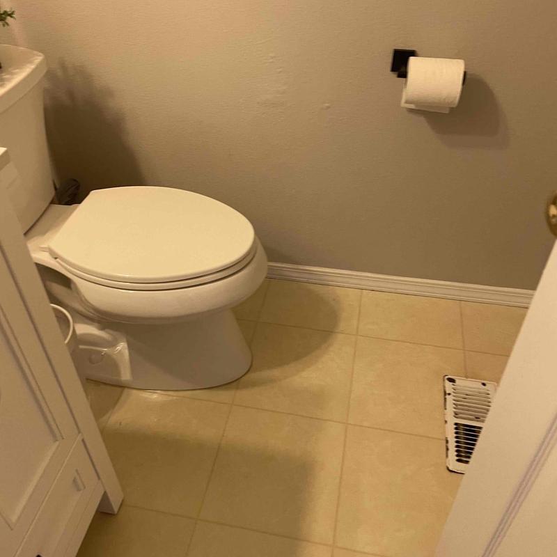 Toilet clog clearing in residential bathroom setup