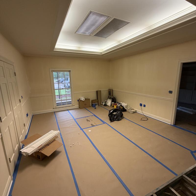 Wall surfaces with painter's tape and prep materials