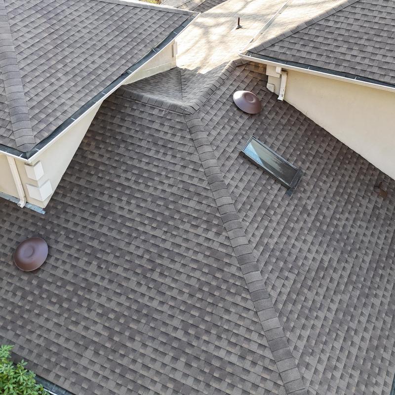 GAF HDZ asphalt shingle roof with skylight and vents