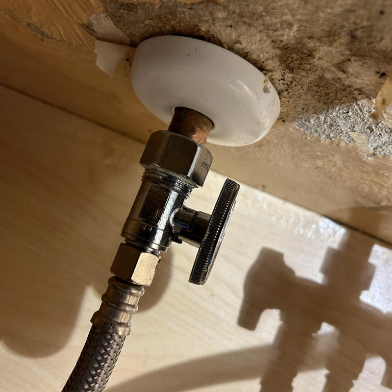 Kitchen sink shutoff valve with braided supply line