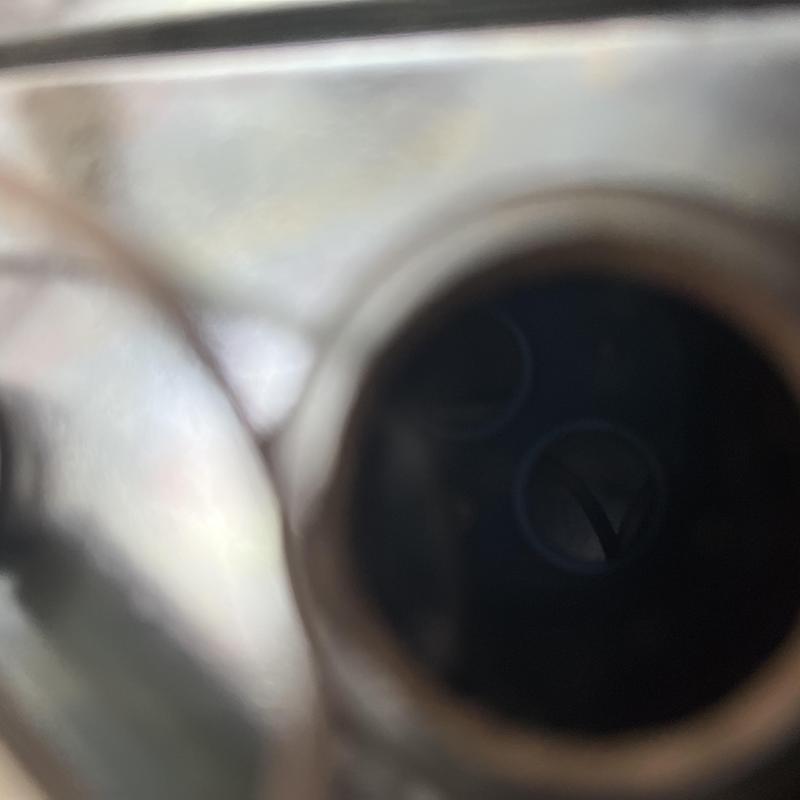 Water heater burner assembly close-up inside view