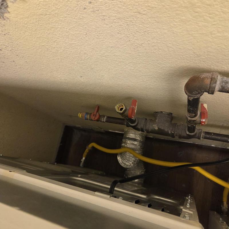 Dryer gas valve and vent pipe connections in common area
