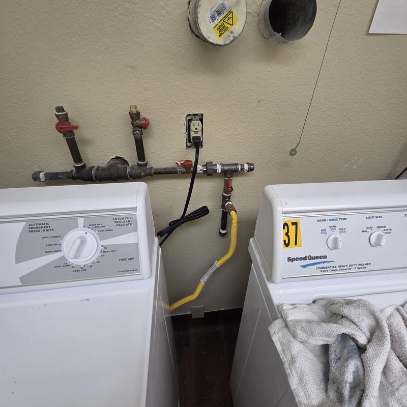 Dryer gas line and electrical outlet installation