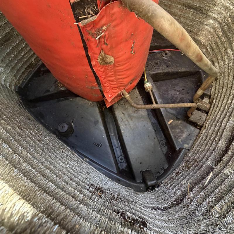 HVAC condenser coil with damaged insulation wrap