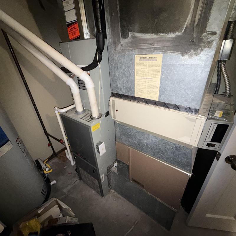 Furnace and ductwork basement HVAC system inspection