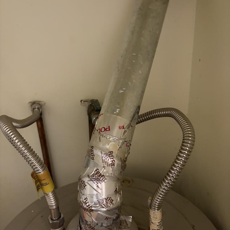 Gas water heater vent with FlexFix duct tape seal